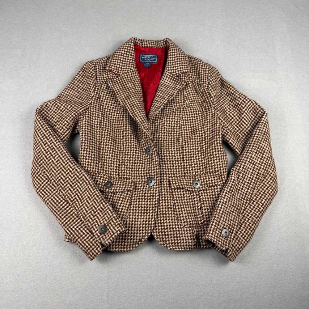 American Eagle Vintage Houndstooth Wool Blend Blazer M